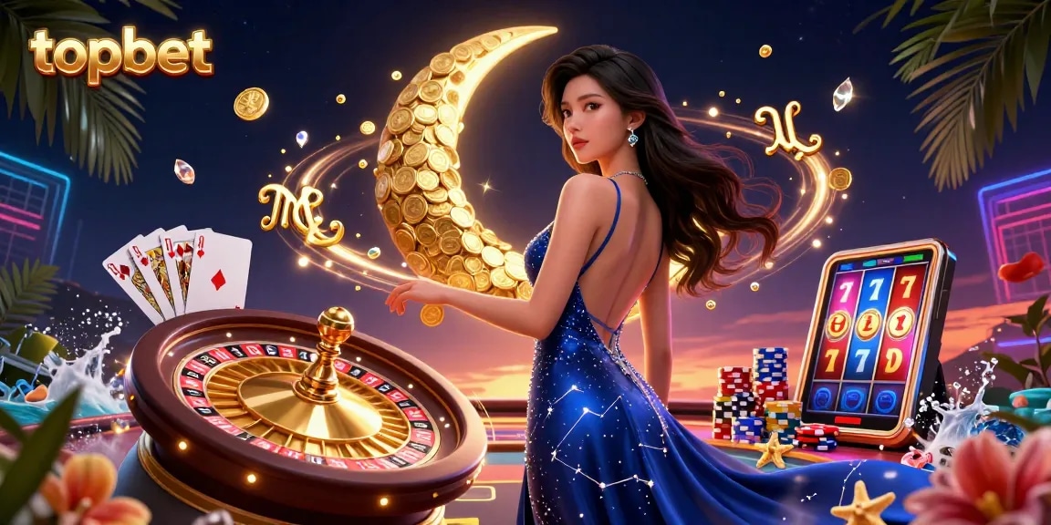 Engage in exciting gaming experiences with topbet's vibrant 3D casino illustration featuring gold and jewels.