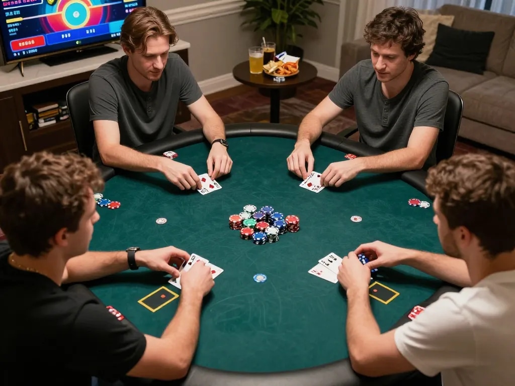 Players enjoy competitive poker action at Fly88's online platform, showcasing strategy and excitement