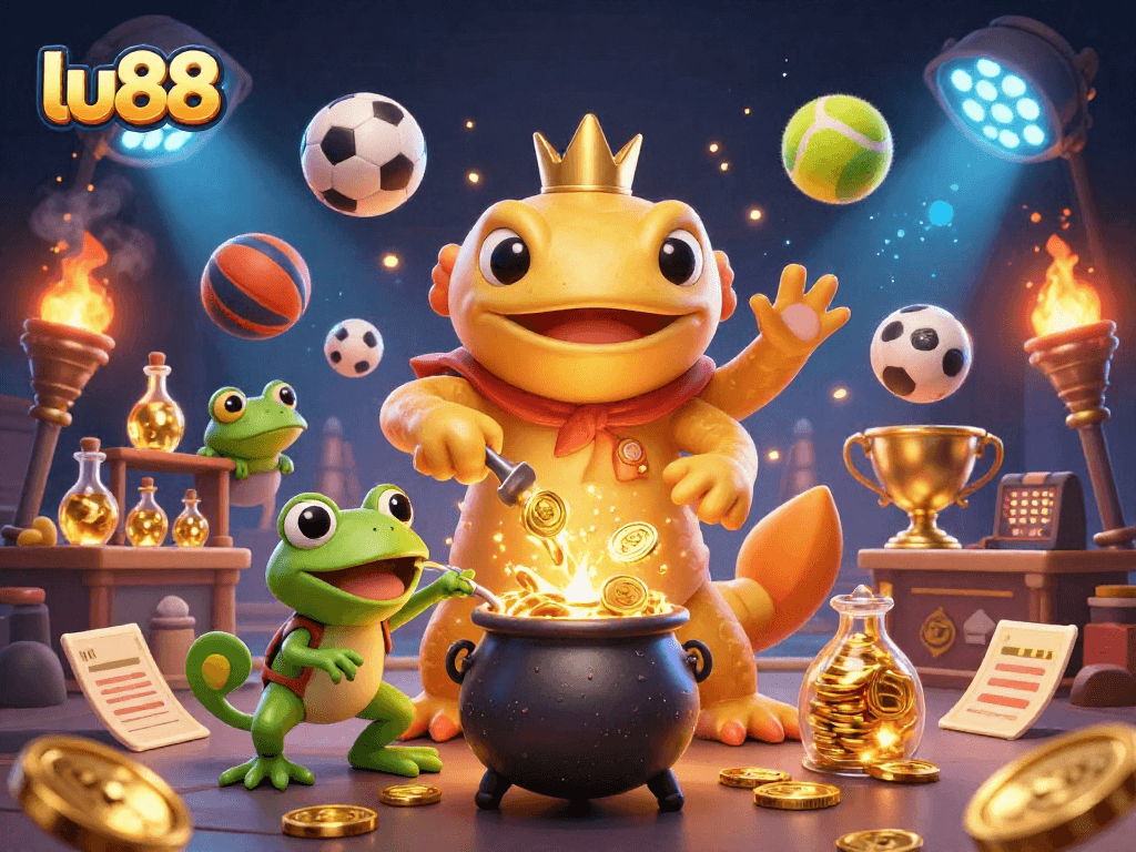 Engage with lu88's vibrant casino experience featuring golden alchemist characters and dynamic sports elements.