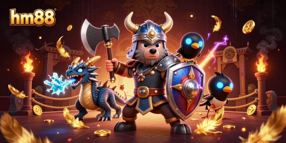 Engage in thrilling gaming adventures with hm88’s vibrant online casino features and characters.