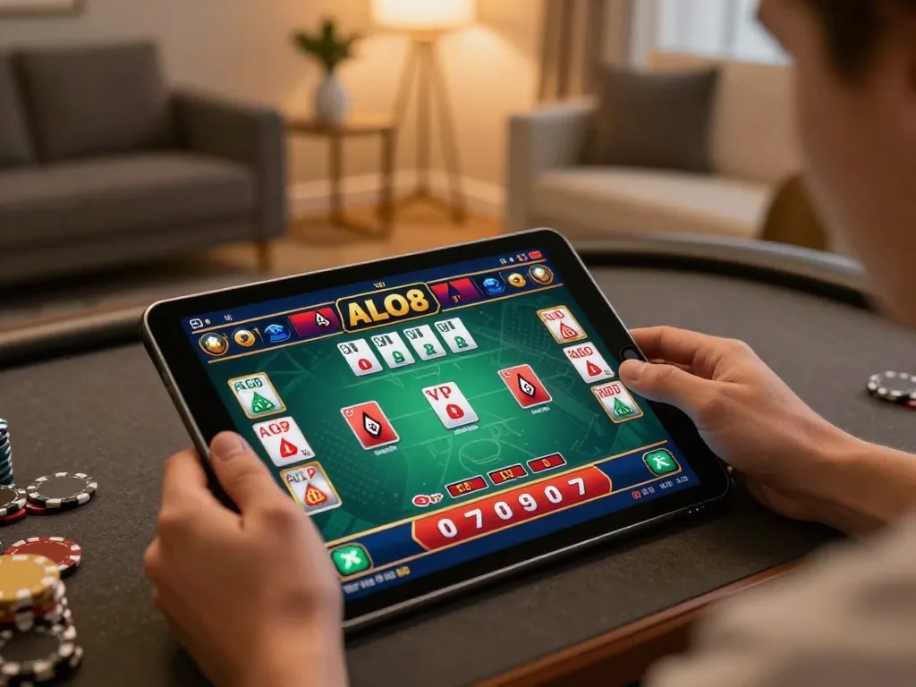 Join the excitement with ALO8 VIP while playing online poker on a cozy tablet setup