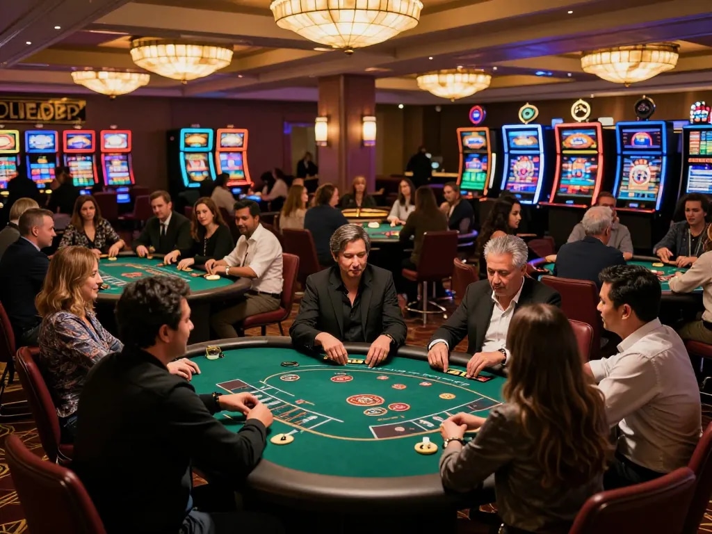 B52 club players strategizing at vibrant casino tables, capturing winning moments
