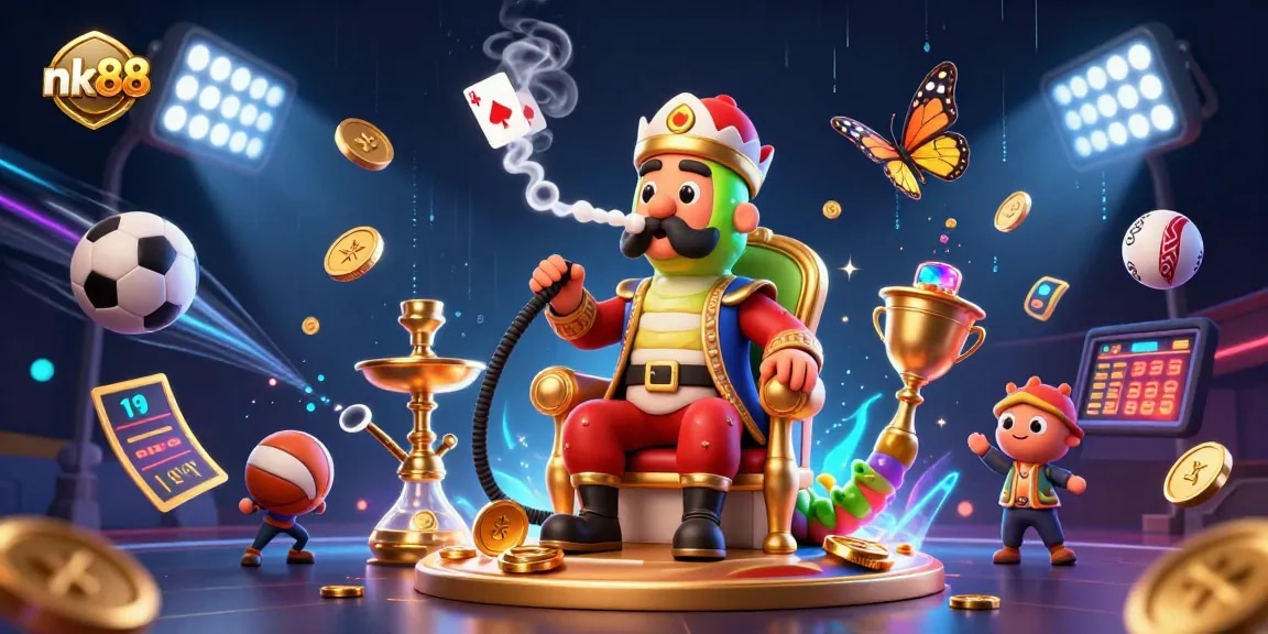 Engage with nk88's vibrant casino scene filled with sports elements and enchanting characters.