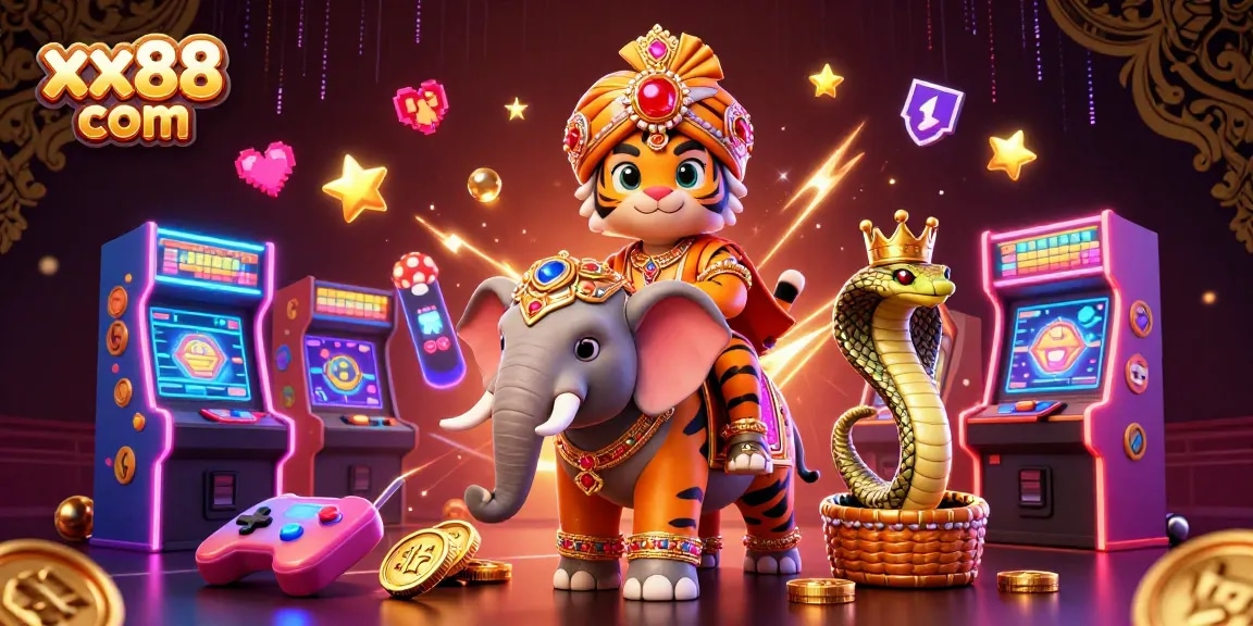 Experience thrilling gaming action with xx88 com featuring dynamic characters in a vibrant casino environment.