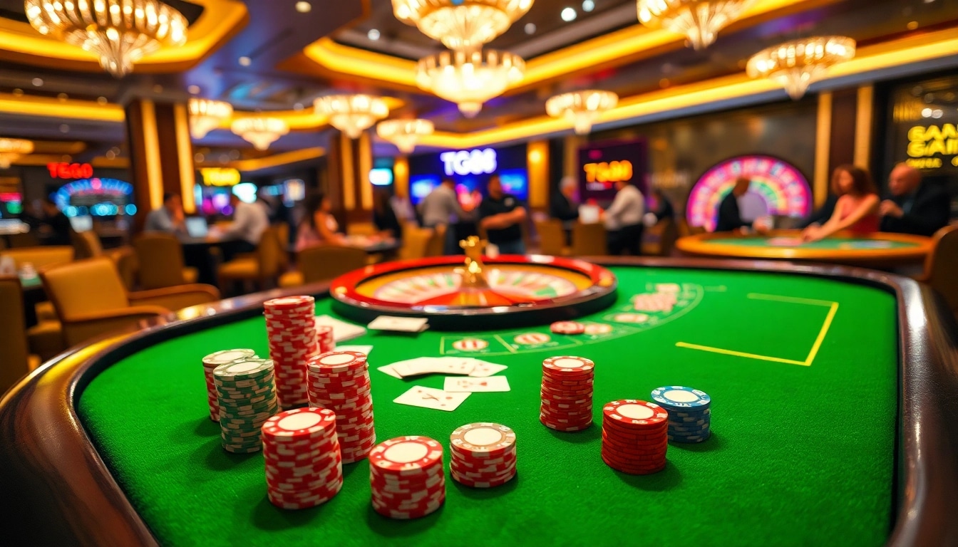 TG88 enhances the gaming experience at a live casino table with vibrant colors and excitement.