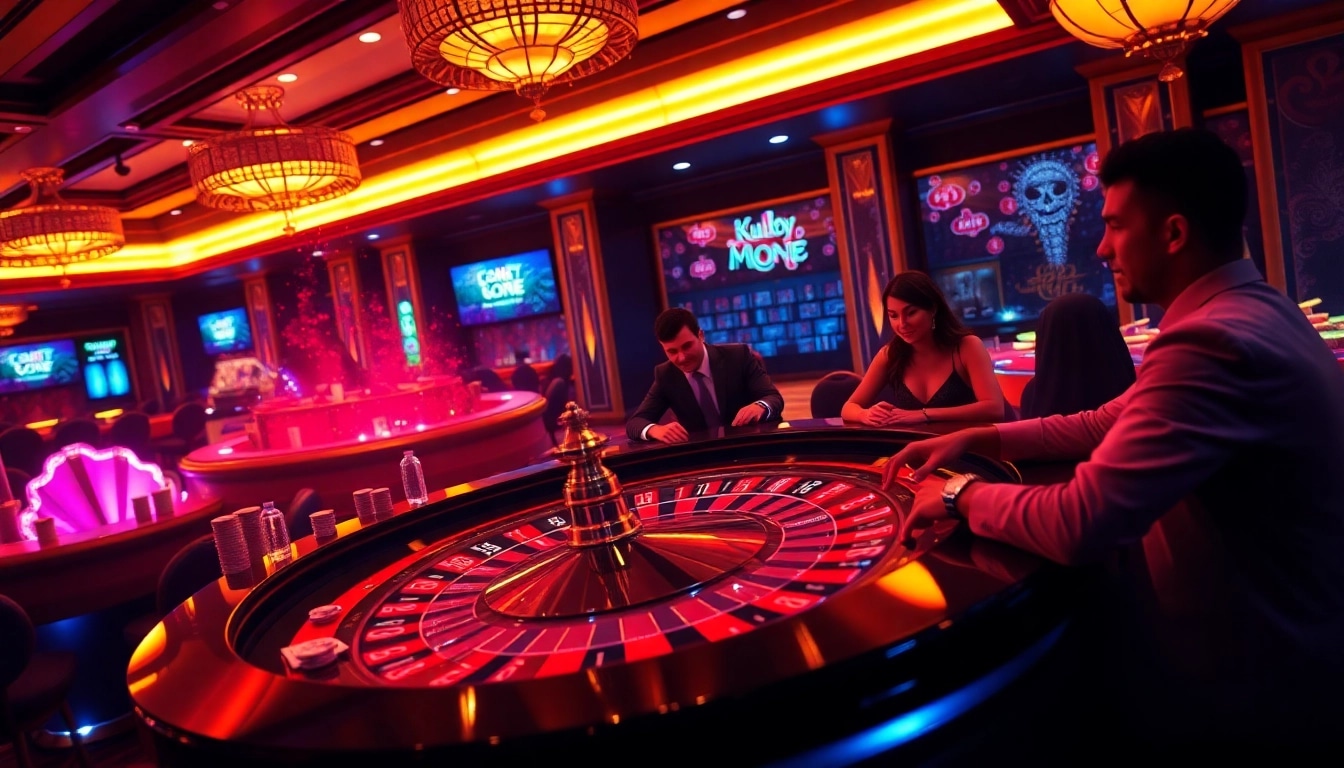 Experience the thrill of gambling at ku88's luxurious roulette table featuring vibrant colors and high-stakes action.
