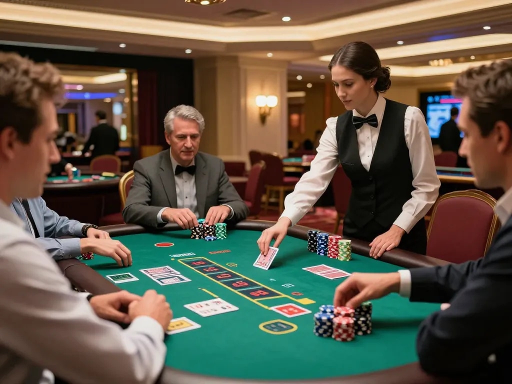 Experience thrilling blackjack gameplay at BL555 vegas with engaged players and professional dealers.