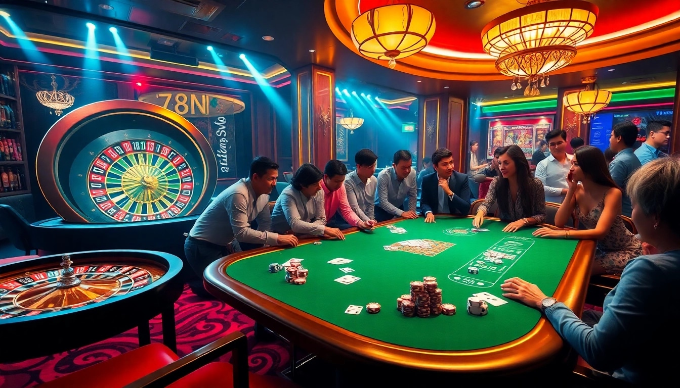 Experience the thrill of gambling at 78win Com with stunning casino visuals of roulette and poker games.