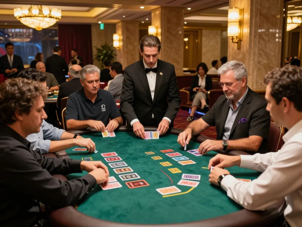 Witnessing thrilling gameplay at ww88's blackjack tables with engaged players and dealer.