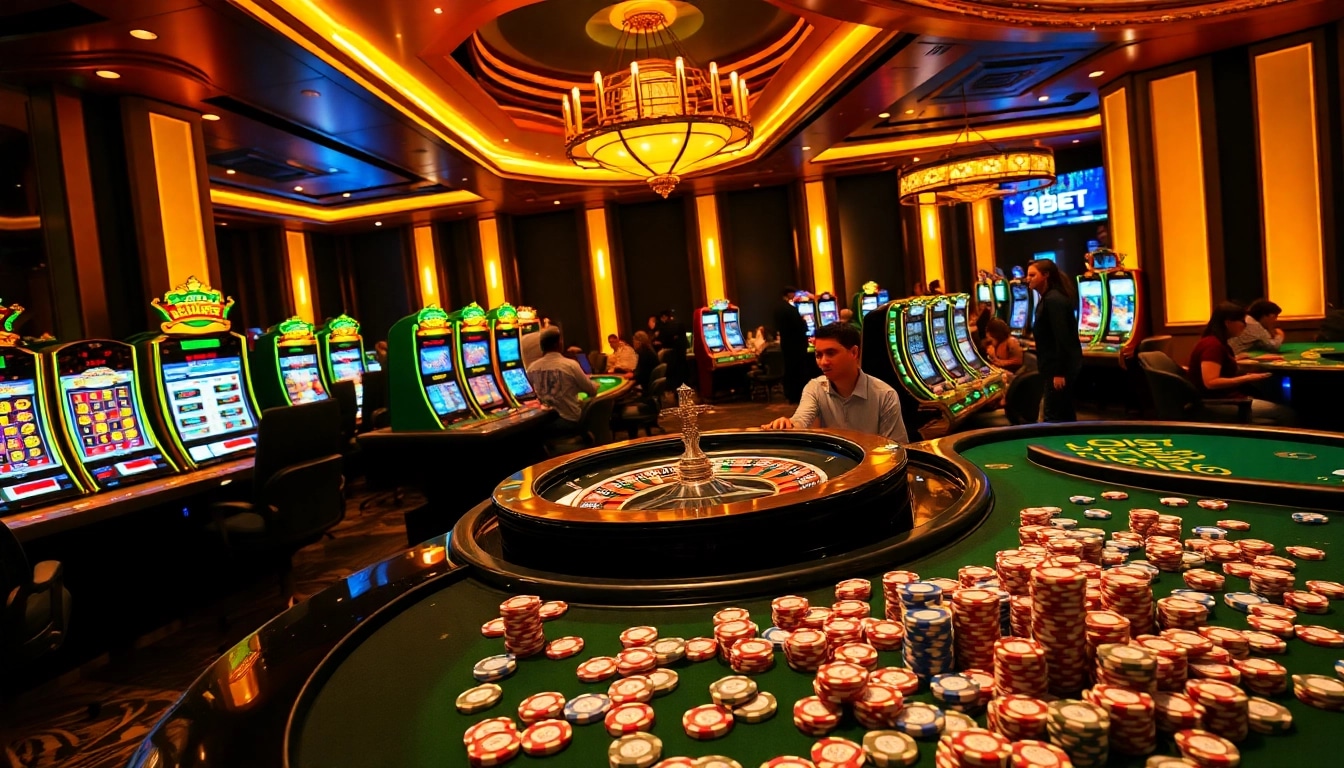 Experience thrilling gambling at https://89bet.in.net/ with a vibrant casino scene featuring roulette and poker excitement.