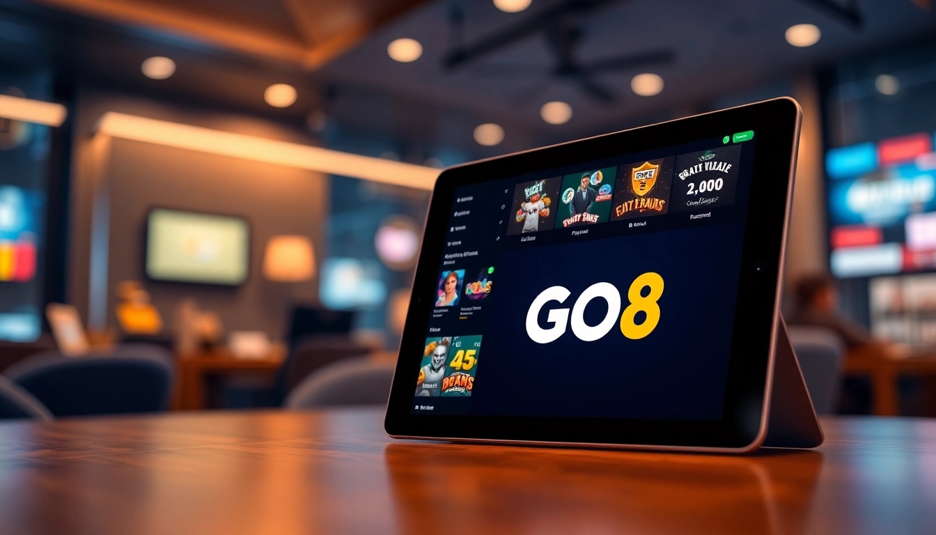 Engaging gaming interface of go8.com highlighting the latest features and promotions