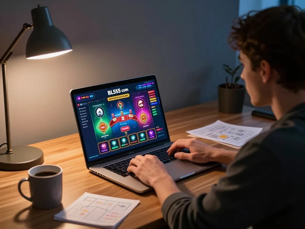 Engaging gameplay on BL555 com interface from an online casino laptop setup at home