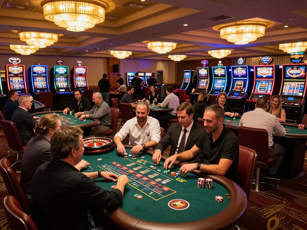 Experience the thrill of gambling at https://c168b.com/, where players enjoy blackjack and roulette in a vibrant casino floor.