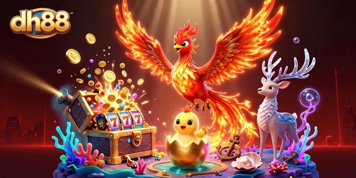 Experience thrilling gaming with dh88's vibrant phoenix and treasure in a dynamic online casino setting.