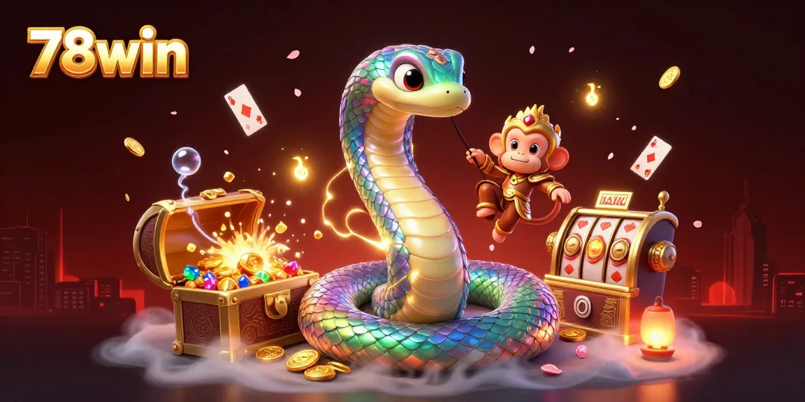 Engage with the vibrant 78win adventure through a playful 3D scene filled with gold coins and gaming excitement.