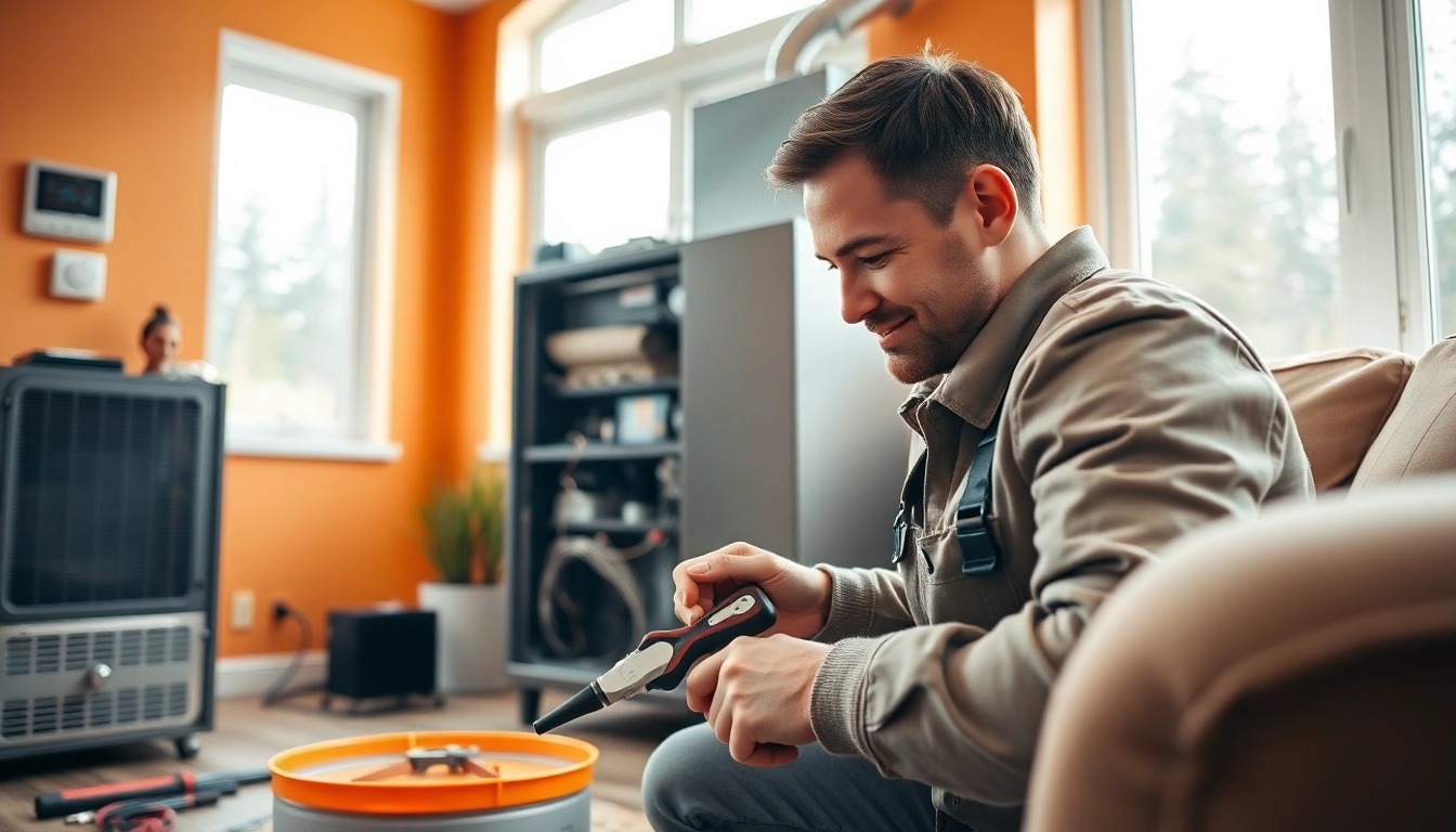 Professional technician repairing heating system in North Vancouver, emphasizing heating repair north vancouver.