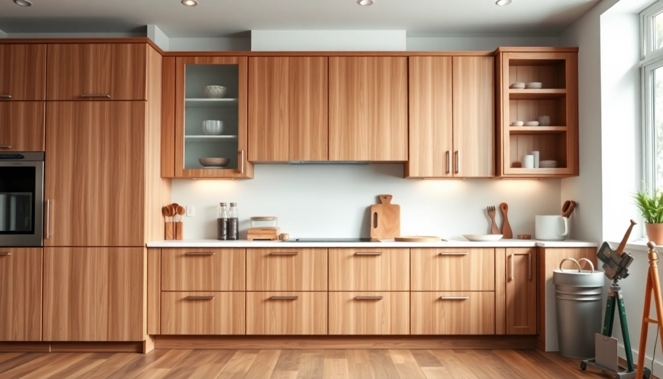 Revamped kitchen showcasing Cabinet Refacing Saint Petersburg FL, featuring stylish wood cabinetry and modern features.