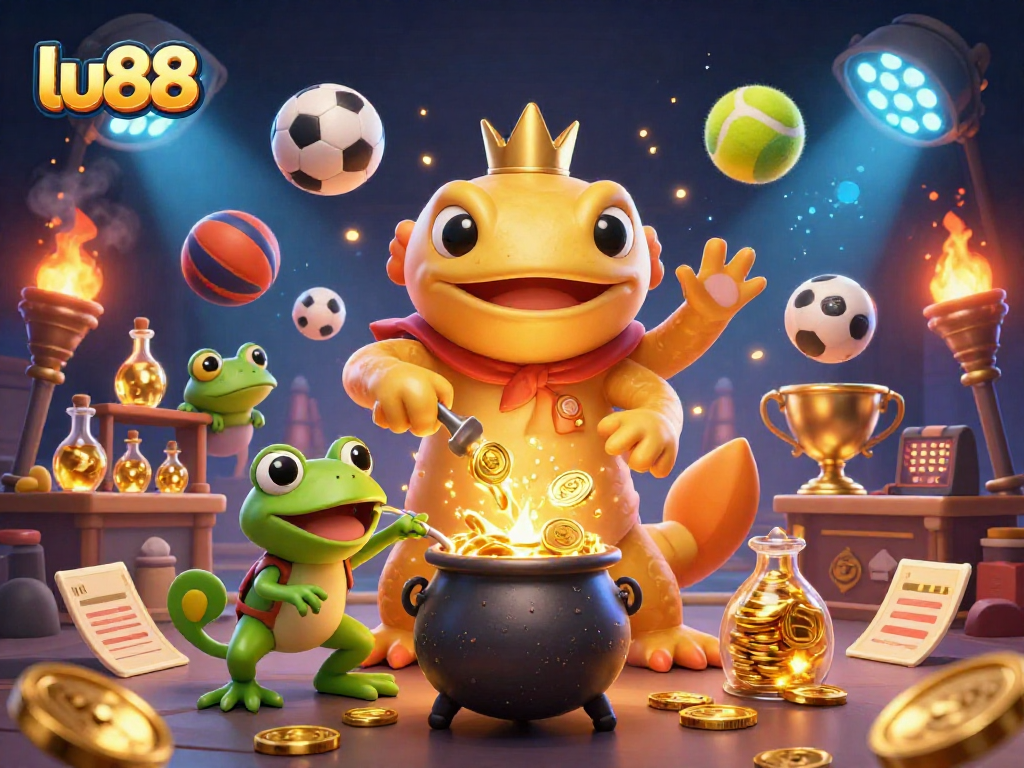 Engage with lu88's vibrant casino experience featuring golden alchemist characters and dynamic sports elements.