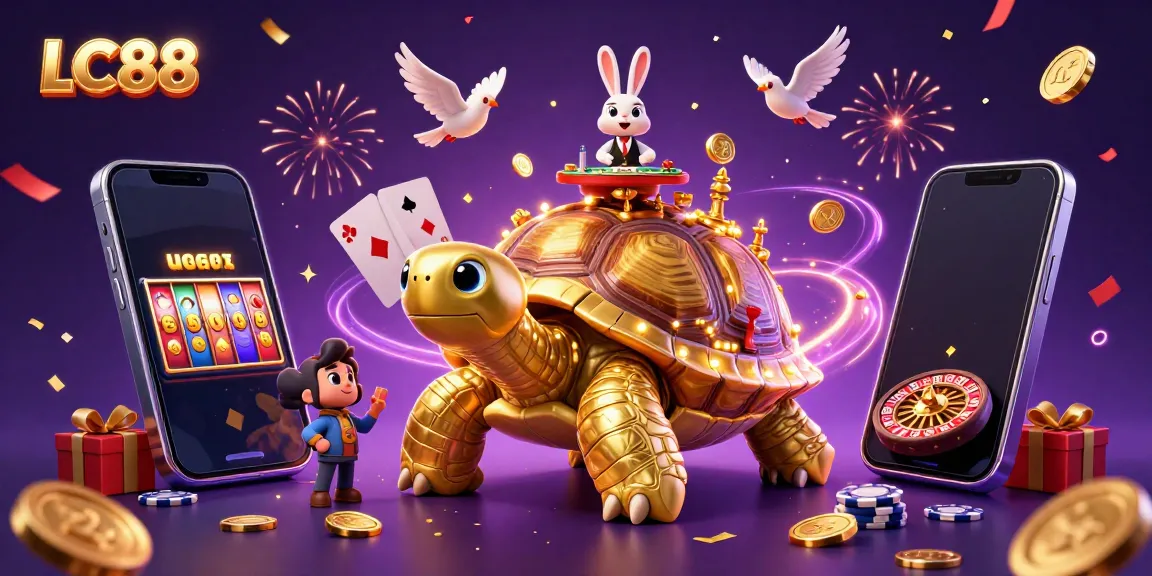 Experience the excitement of LC88 with golden tortoise casino, rabbit dealer, and dynamic gaming elements.