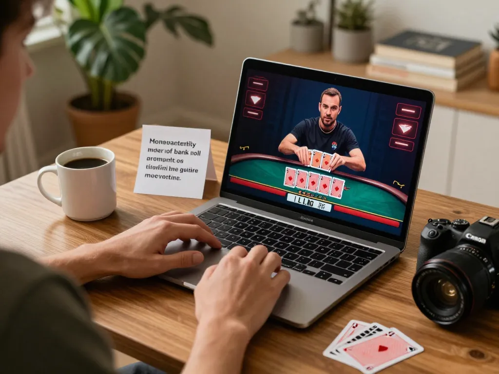 Engaging in online blackjack at https://9bet9.in.net with a live dealer, enjoying a cozy home setup.