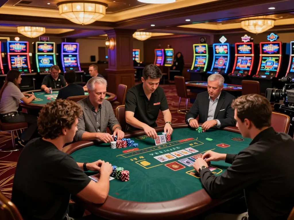 Engaged players at a blackjack table showcasing strategic gameplay and excitement in the vb88 casino experience.