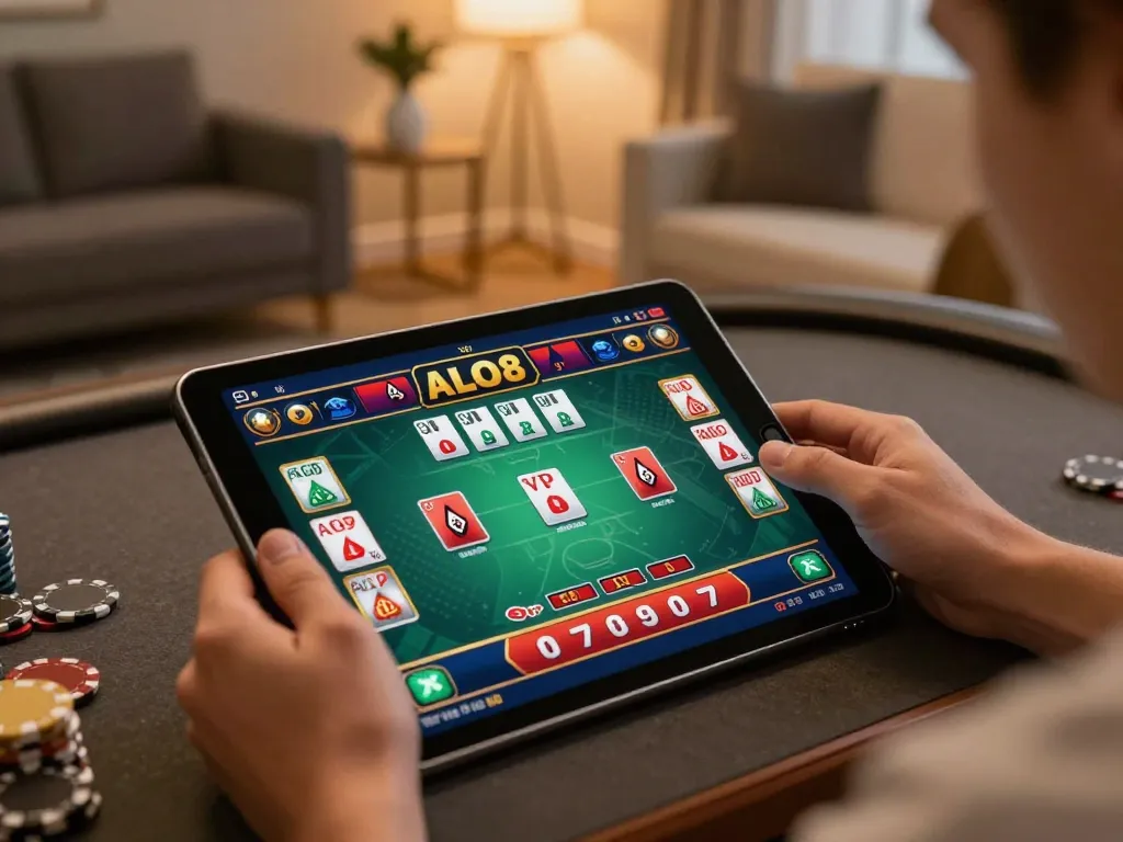 Join the excitement with ALO8 VIP while playing online poker on a cozy tablet setup