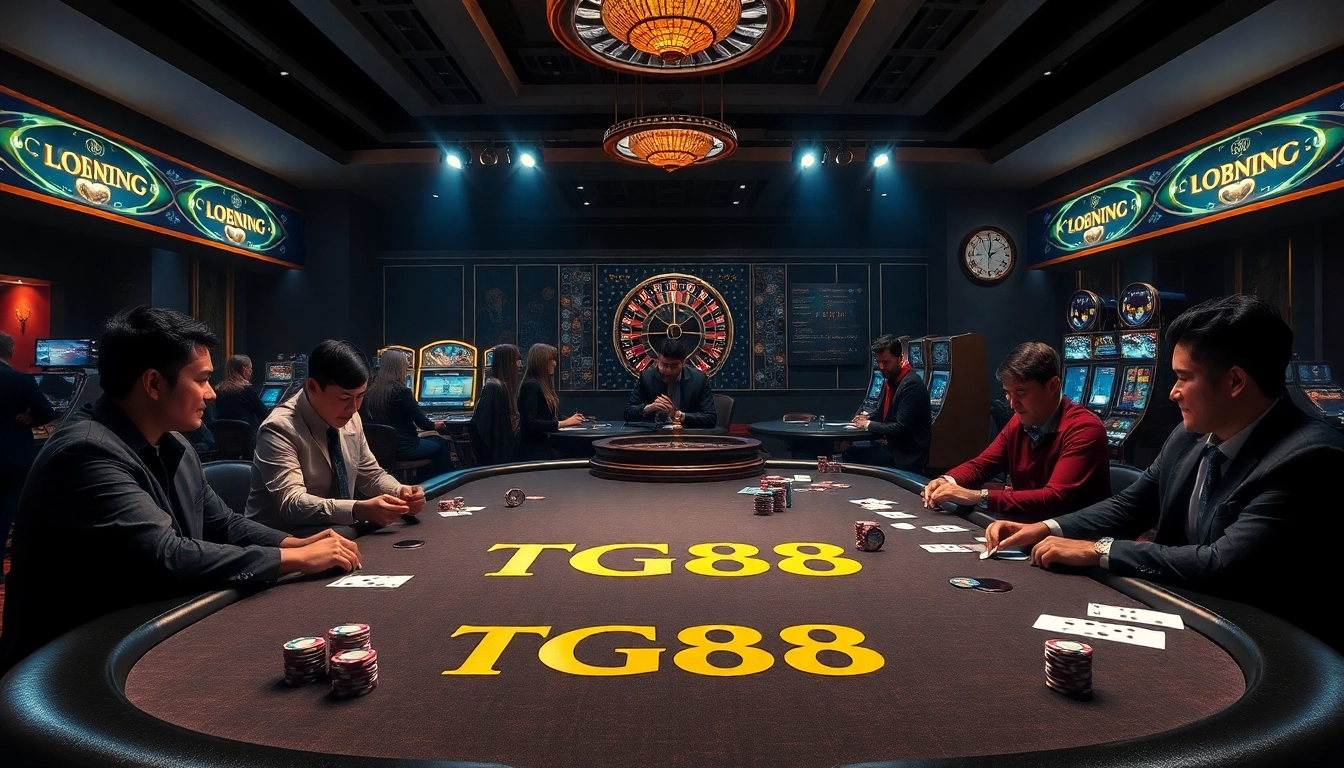 Experience the thrill of gambling with TG88 at a luxurious casino table filled with players.