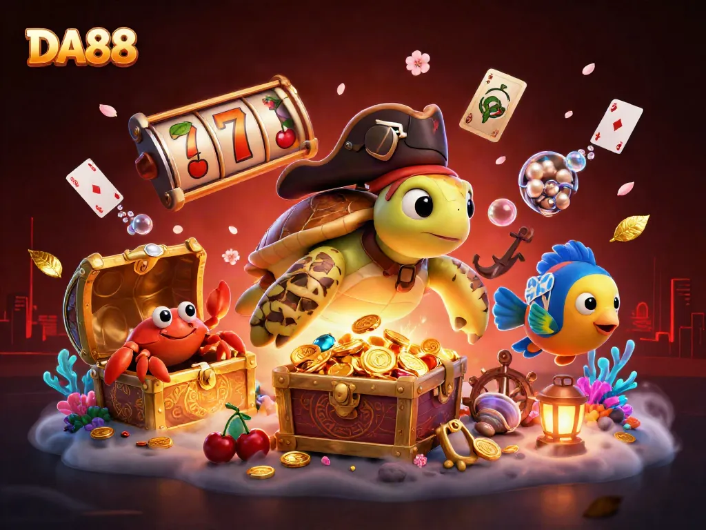 Spin the reels in DA88’s vibrant casino-themed underwater world featuring treasure and fun