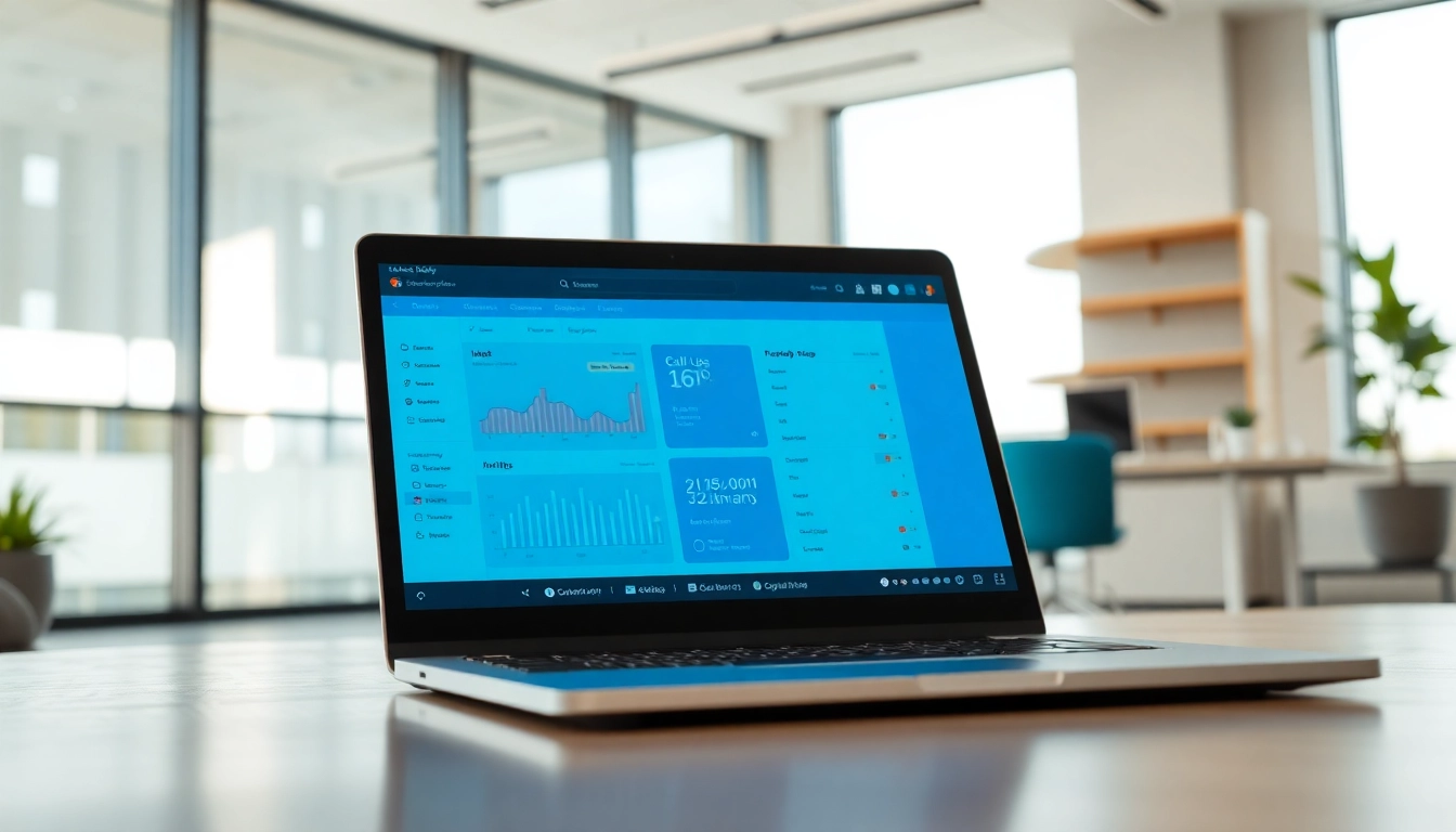 Enhance customer interactions using call centre software interface in a modern office setting.