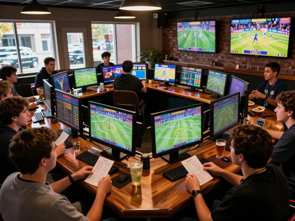 Participants enjoying live betting on sports at trang chủ Jun88 in a dynamic atmosphere.