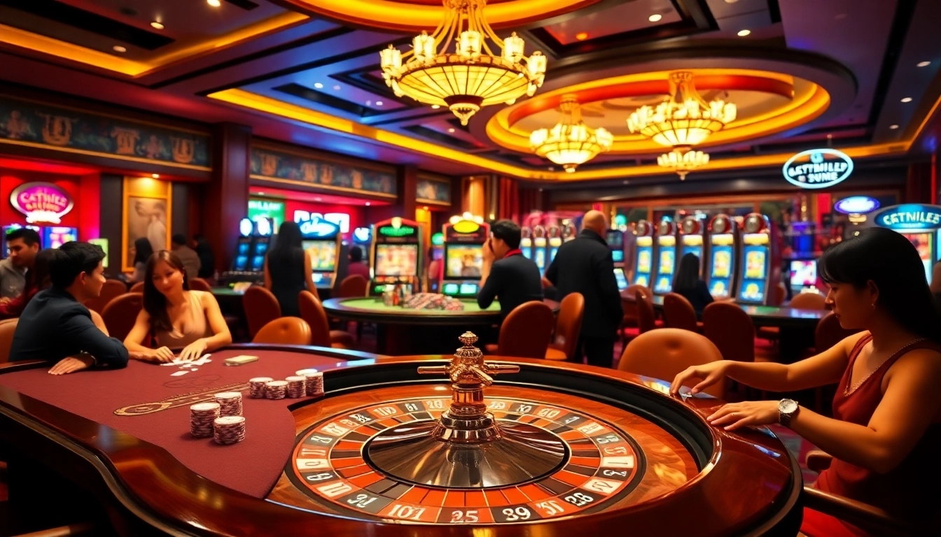High-stakes gambling at a luxurious casino featuring C168 poker tables and vibrant gameplay.