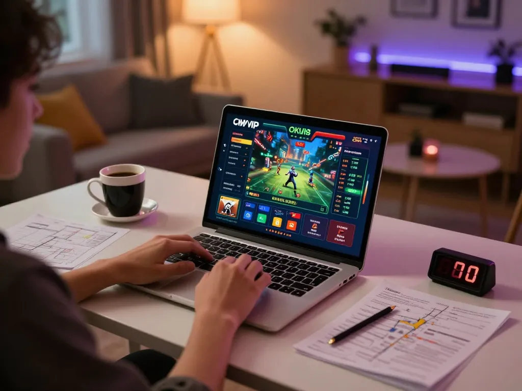 Engaging gameplay on CM88 okvip during a cozy home gaming session
