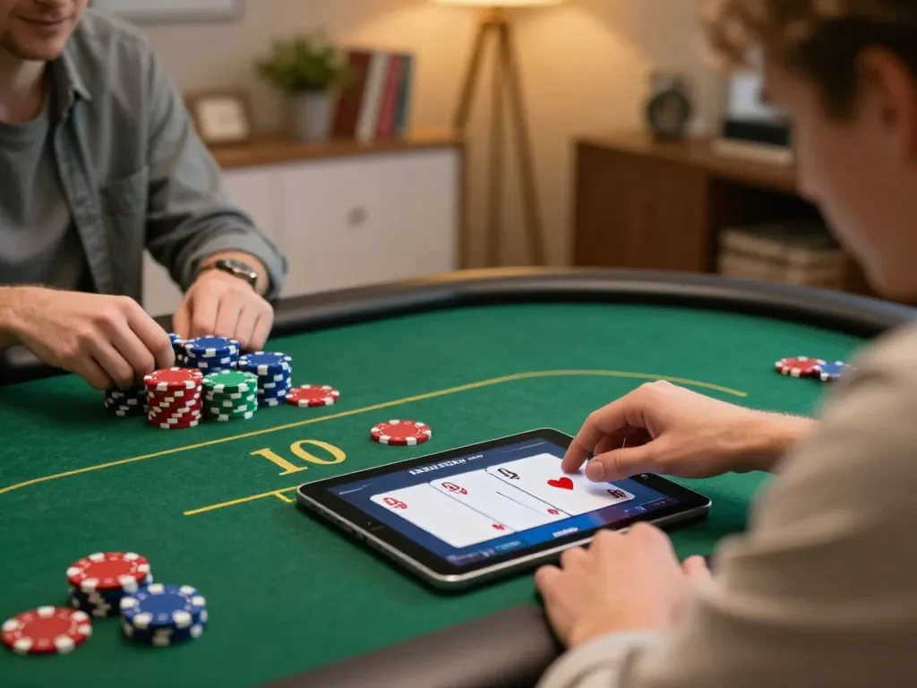 90P betting strategy applied in lively online poker game on tablet, showcasing engaging gameplay