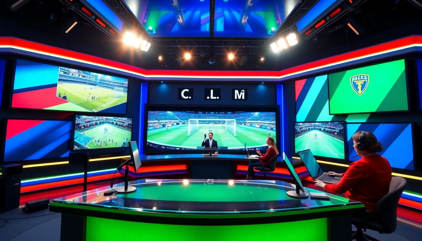 Broadcast team sharing insights on Sports Broadcasting in a vibrant studio setup.