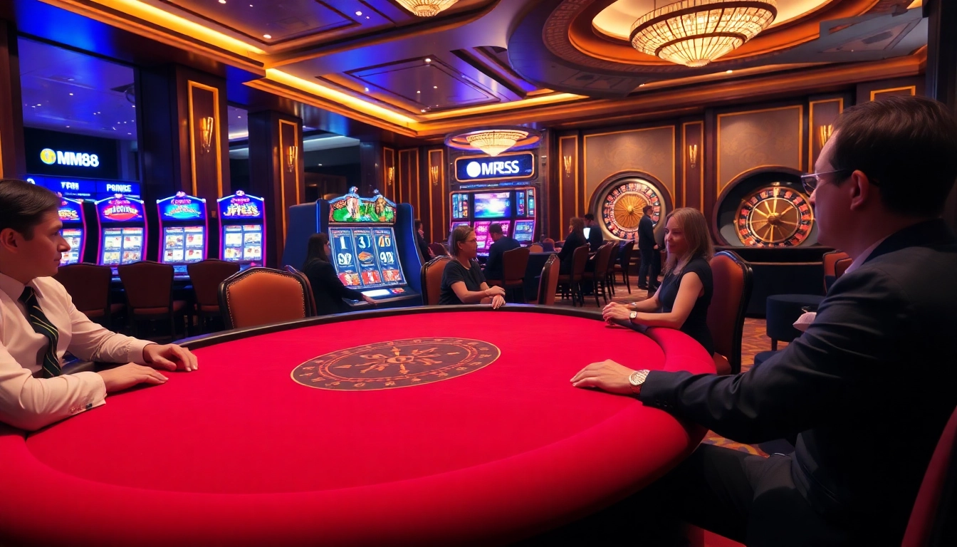 Experience thrilling moments at MM88 PRESS with an elegant poker table and vibrant casino atmosphere.