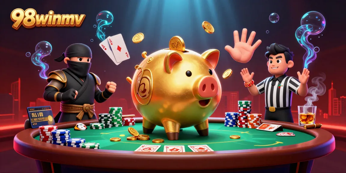 Engage with the vibrant world of 98winmv, featuring a dynamic poker scene with characters taking action.