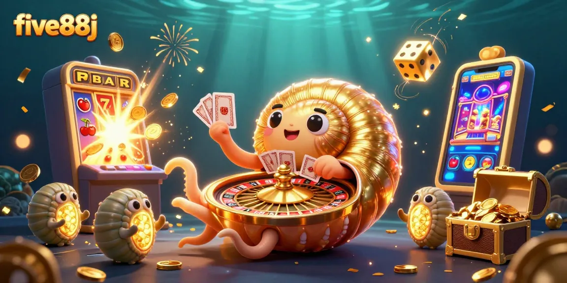 Experience the thrill of winning with five88j in this vibrant 3D illustration of casino excitement.